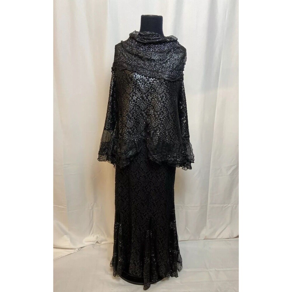 Design Today's Vintage blouse & skirt long Black Lace Maxi Skirt set size 2XL